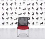 Refurbished Orangebox Workday Cantilever Armchair - Black Mesh Back - Red Seat