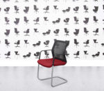 Refurbished Orangebox Workday Cantilever Armchair - Black Mesh Back - Red Seat