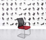 Refurbished Orangebox Workday Cantilever Armchair - Black Mesh Back - Red Seat