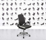 Refurbished Steelcase Gesture - Polished Aluminium - Black and Cream Fabric