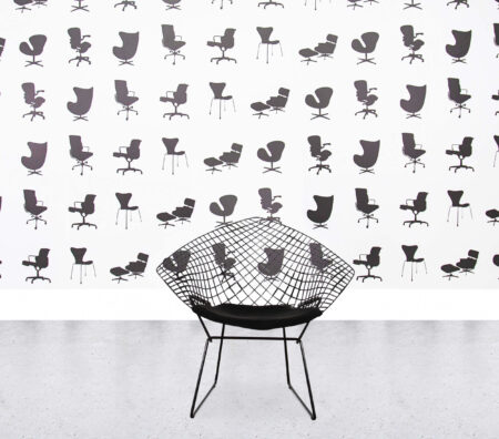 Refurbished Knoll Bertoia Diamond Chair - Black Seat Cushion