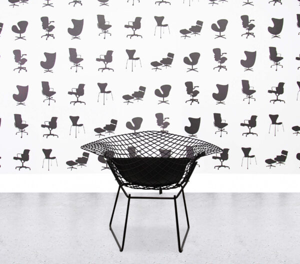 Refurbished Knoll Bertoia Diamond Chair - Black Seat Cushion