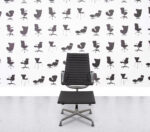 Refurbished Vitra Eames EA119 with Ottoman - Black Leather - Polished Aluminium