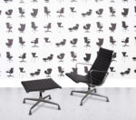 Refurbished Vitra Eames EA119 with Ottoman - Black Leather - Polished Aluminium