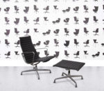 Refurbished Vitra Eames EA119 with Ottoman - Black Leather - Polished Aluminium