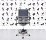 Refurbished ICF Pyla Stool - White Frame - Blue mesh - Black Seat