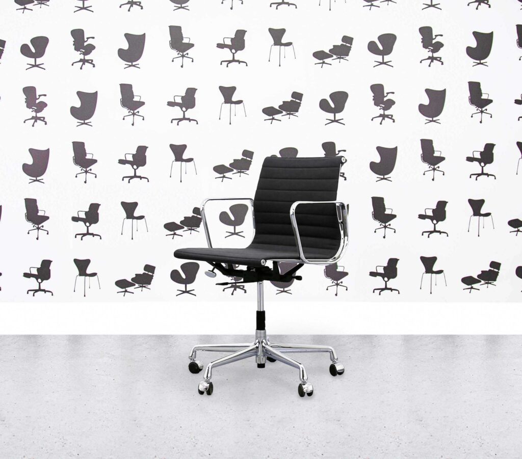 Refurbished Vitra Eames EA117 Chrome Frame - Black Hopsack Fabric