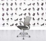 Refurbished Humanscale Diffrient World - Mesh Back - White Frame and Base - Dark Grey Seat