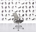 Refurbished Humanscale Diffrient World - Mesh Back - White Frame and Base - Dark Grey Seat