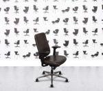 Refurbished Steelcase Reply Task Chair - Polished Aluminium Base - Brown Leather