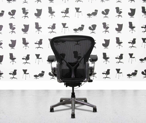 refurbished herman miller aeron classic size b full spec polished aluminium posture fit black