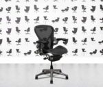 refurbished herman miller aeron classic size b full spec polished aluminium posture fit black